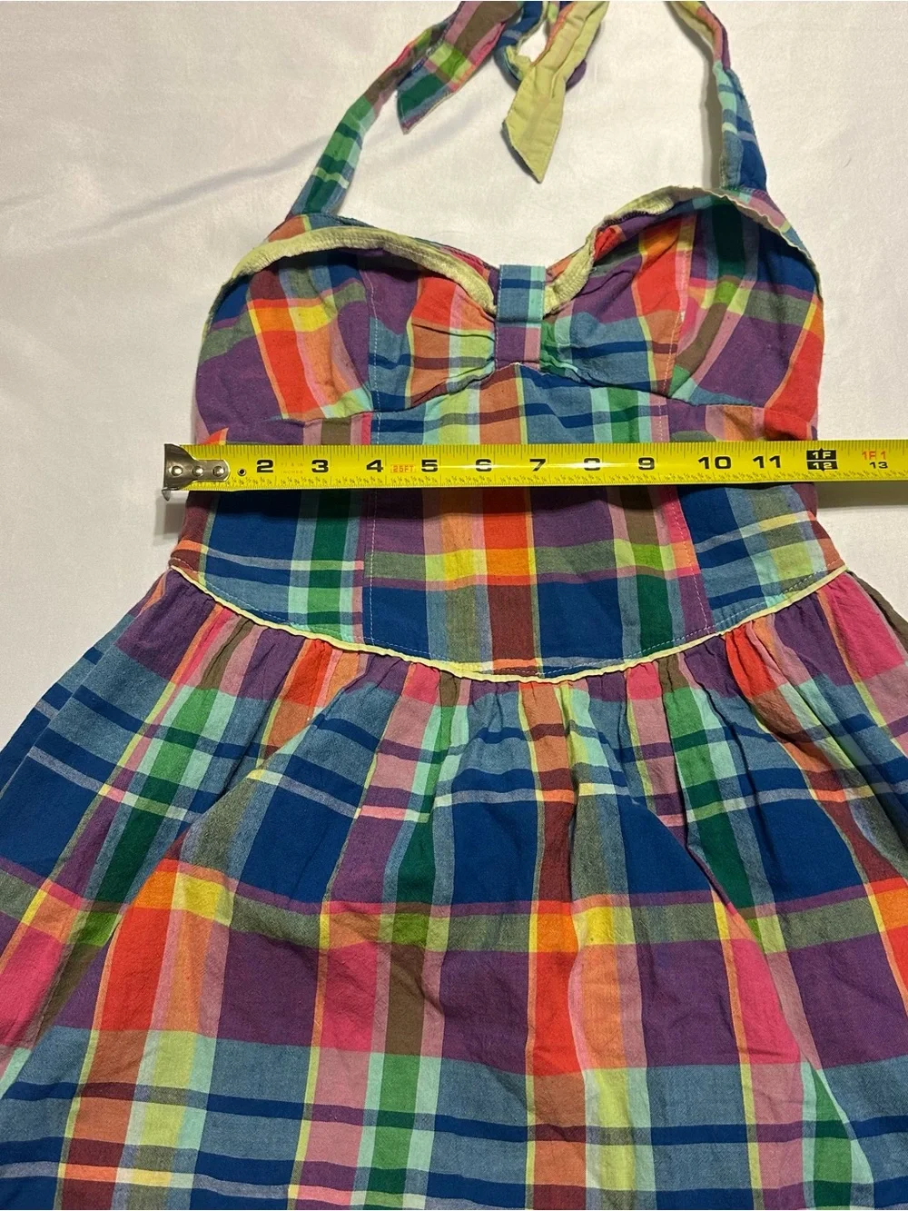Hollister Blue, Green, Pink & Orange Plaid Halter Dress